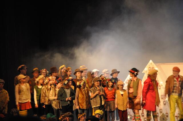 Insgesamt 85 Kinder von drei Hartberger Schulen unterstützten als Kinderchor der "Lebkuchenkinder" bei der Oper "Hänsel und Gretel" in der Hartberghalle. | Foto: Olga Seus