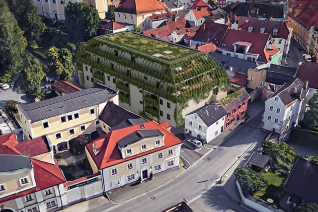 Das geplante Wohnprojekt (Ostansicht) im Seilergraben in Schärding  wird in dieser Form nun doch nicht umgesetzt. | Foto: Architekturbüro Sedelmaier