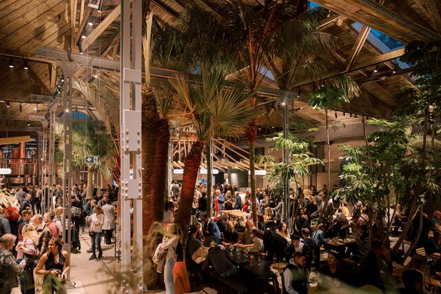 Die ehemalige Remise der Badner Bahn beheimatet heute auch Palmen. | Foto: CHIARAMILO