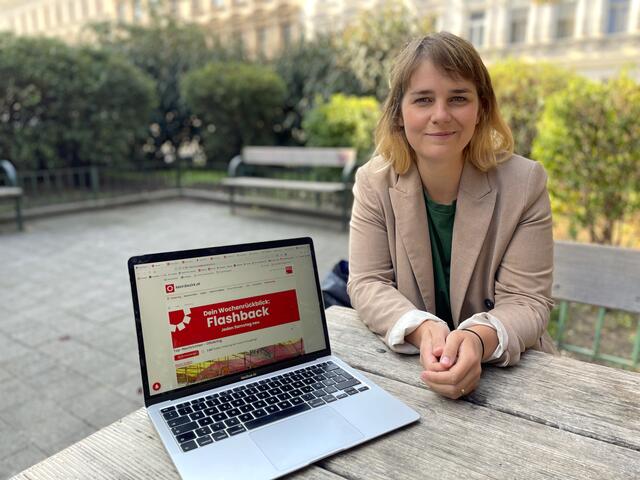 Stefanie Lamp im Richard-Wagner-Park beim Gespräch mit der BezirksZeitung. | Foto: Michael J. Payer