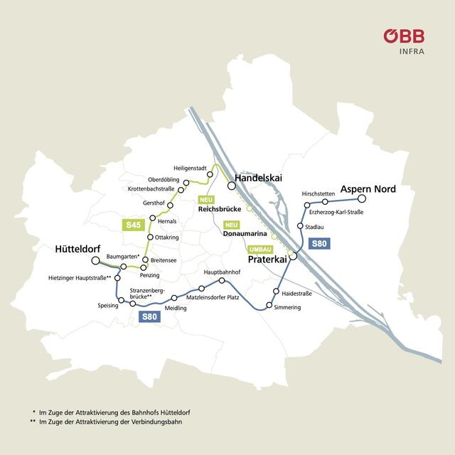 So soll der S-Bahn-Ring mit zwei Linien funktionieren. | Foto: ÖBB
