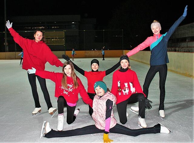 Mini-Kunstläuferinnen v.l.n.r Marlene, Alessia, hinten Mitte Sophie, vorne Mitte Sandra, und Marie | Foto: Lindl/Luckenberger