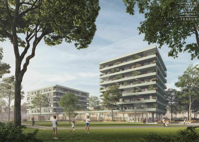 So sollen die 80 Gemeindewohnungen, die ab 2024 am Areal der Kirchnerkaserne entstehen, aussehen. | Foto: Hohensinn Architektur