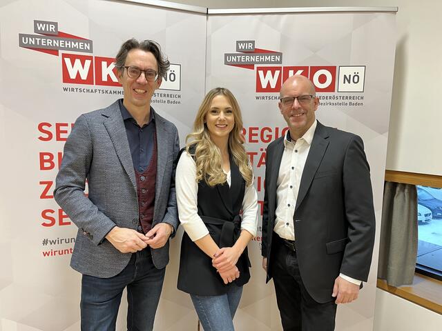 Bezirksstellenleiter Andreas Marquardt, E-Commerce Expertin Jacqueline Eder und Bezirksstellenobmann Peter Bosezky.
 | Foto: WKNÖ 