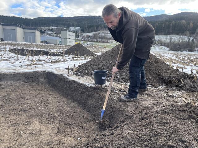 Bevor die wirkliche Arbeit beginnen kann, muss die Oberfläche gründlich von Steinen frei gemacht werden. | Foto: Koidl