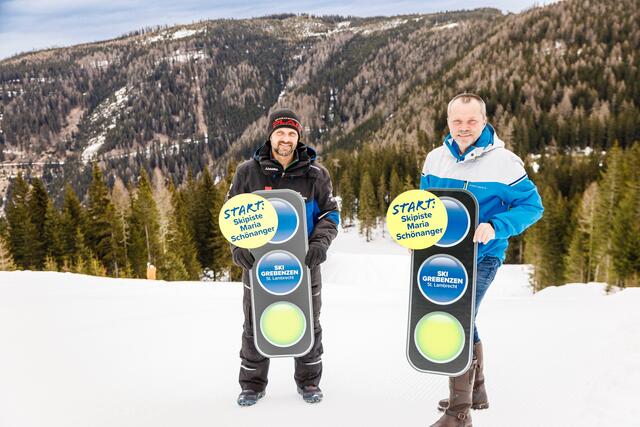 Geschäftsführer Bernhard Plank und Bürgermeister Fritz Sperl auf der neuen Piste. | Foto: Mediadome
