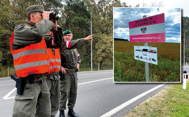 Stabs-Chef und Vize-Landeskommandant, Oberst Raimund Wrana mit Soldaten im Einsatz an der burgenländisch-ungarischen Grenze. | Foto: Gernot Heigl