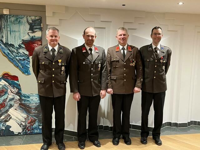 v.l.: Schriftführer Christian Kerber, Kommandant Stv. Roland Fringer, Kommandant Raimund Ertl und Kassier Peter Jäger. | Foto: FFW Breitenwang/Mühl