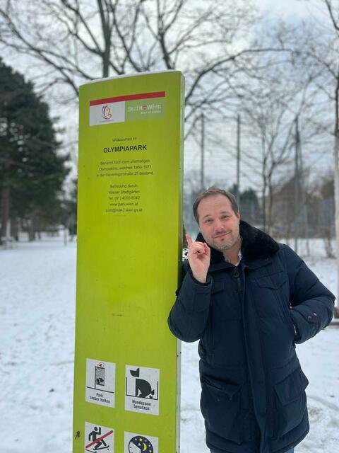 Im Olympiapark gibt es gleich zwei Neuerungen, wie Bezirksvorsteher Daniel Resch (ÖVP) erklärt.  | Foto: BV19