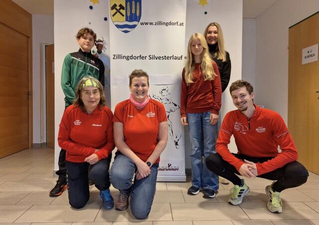 Auch vertreten beim „Zillingdorfer Silvesterlauf “ ATSV Nurmi Ternitz- Vorne: Elisabeth Fuchs, Doris Spielbichler, Lukas Herbst- Dahinter: Jan Spielbichler, Elisa Fuchs, Dagmar Stangl | Foto: Privat