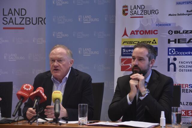 LH-Stv. und Verkehrslandesrat Stefan Schnöll, Sprecher der Salzburger Seilbahnen, Erich Egger (l.). | Foto: Thomas Fuchs