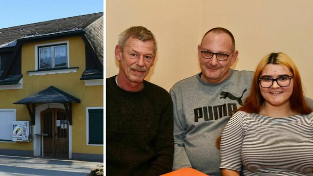 Mario Urberbauer (Mitte), Tochter Melissa und Mitarbeiter Manfred Sternad werden ab 8. März Leben ins Gasthaus Zechner bringen. | Foto: MeinBezirk.at