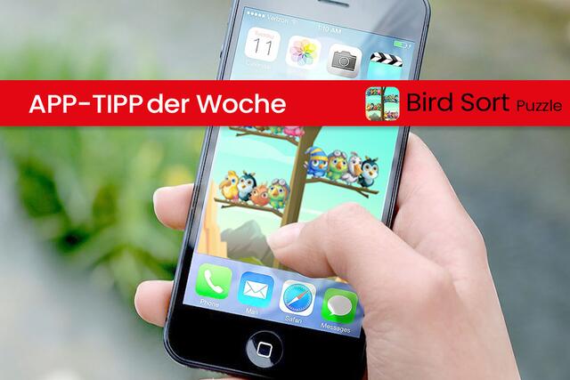 Unser App Tipp der Woche Bird Sort Puzzle ist ein Puzzle-Spiel, bei dem man Vögel farblich sortieren muss. | Foto: Sonatgame