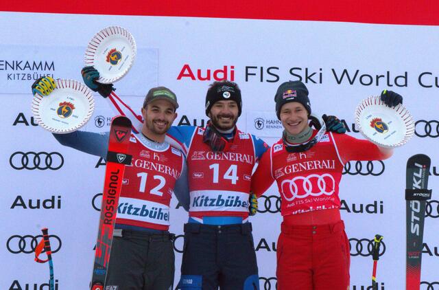 Die Top-3: Florian Schieder (ITA), Cyprien Sarrazin (FRA) und Marco Odermatt (SUI)