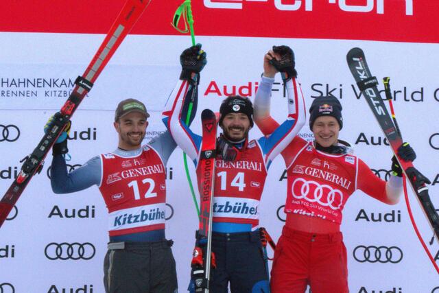 Die Top-3: Florian Schieder (ITA), Cyprien Sarrazin (FRA) und Marco Odermatt (SUI)