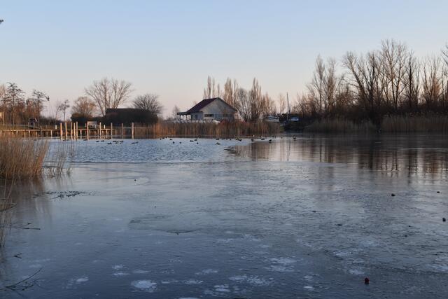 Die Gefahr des Einbrechens im See sei wegen der herrschenden Außentemperaturen und der dünnen Eisdecke zu groß, warnt die Polizei. | Foto: Stefan Schneider