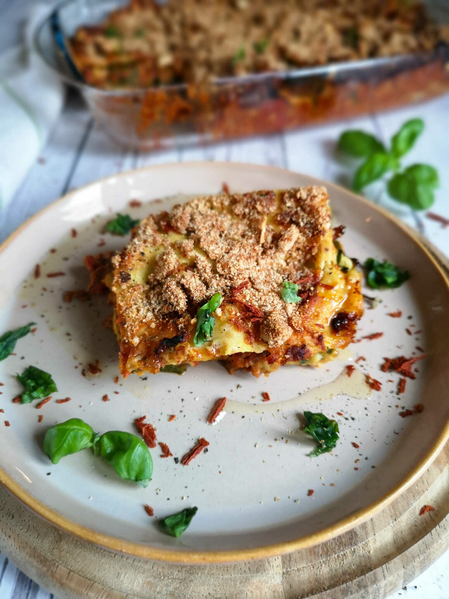 Vegane Lasagne: Vegane Tempeh- und Spinatlasagne - Ried