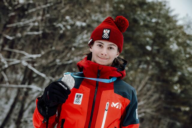 Völlig überraschend im Super-G holte Asaja Sturm bei den Youth Olympic Games in Gangwon Silber. | Foto: ÖOC/GEPA Pictures