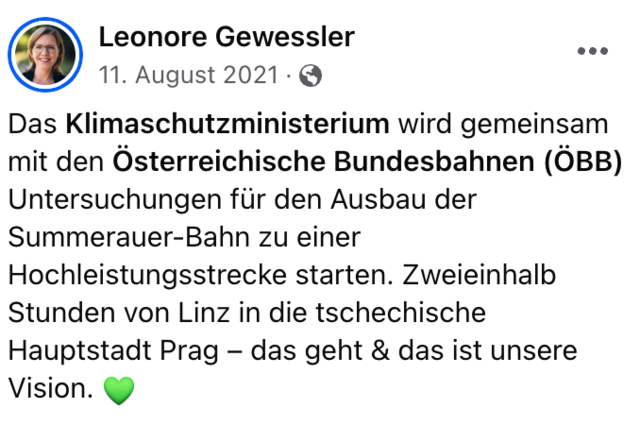 Facebook-Posting der Ministerin im August 2021 | Foto: Facebook/Screenshot