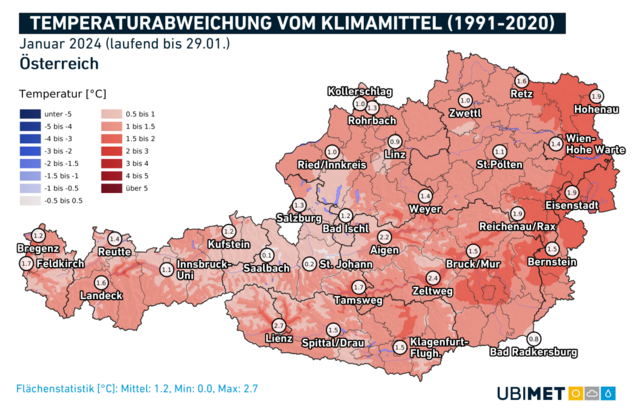 Temperaturabweichungen im Jänner | Foto: Ubimet