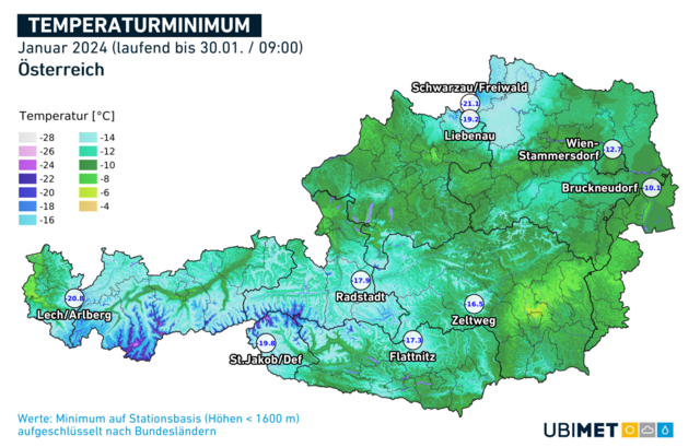 Temperaturminium im Jänner | Foto: Ubimet