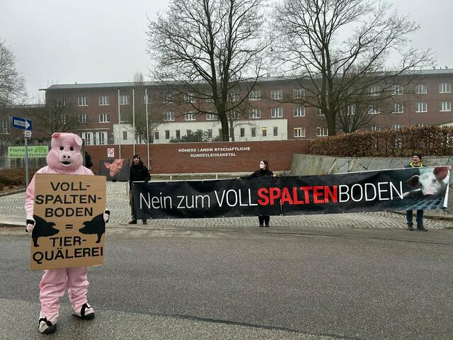 Aktivisten des VGT demonstrierten heute Vormittag vor der HLBLA St. Florian. | Foto: VGT.at