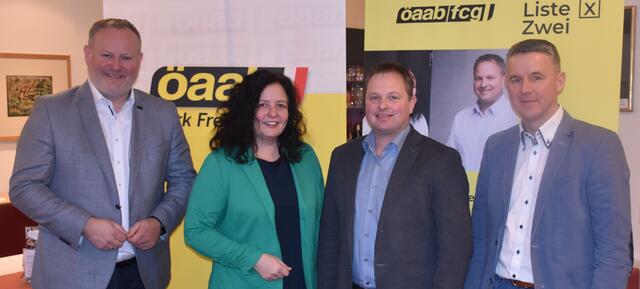 Von links: ÖAAB-Bezirksobmann Günter Lorenz, Cornelia Pöttinger, Franz Lumetsberger und Hubert Nötstaller. | Foto: ÖAAB