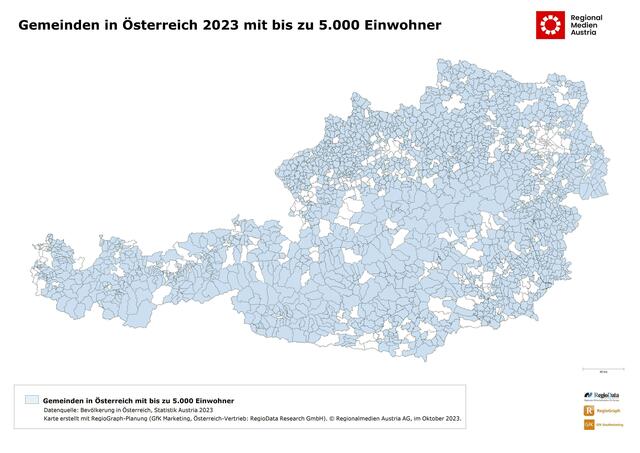 Verbildlicht: Die blau hinterlegten Gemeinden sind von der proaktiven Informationspflicht ausgenommen. | Foto: RMA