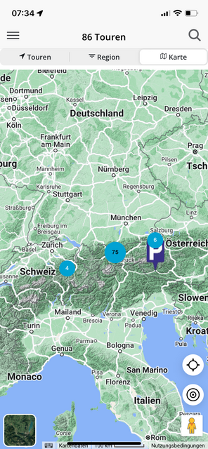 Unser App-Tipp der Woche "PistenTour" bietet ein großes Angebot mit allen wichtigen Infos rund um Pistentouren - als gute Alternative zu den Touren im freien Gelände. | Foto: Screenshot
