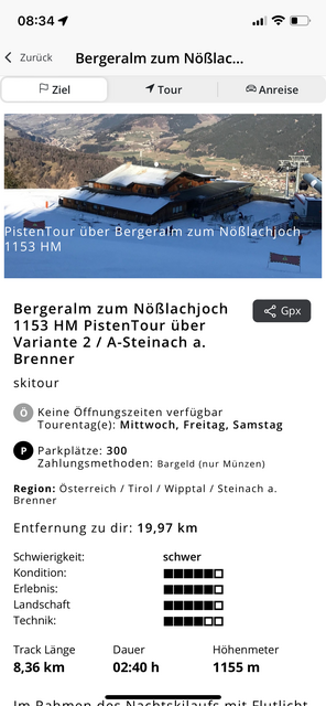 Unser App-Tipp der Woche "PistenTour" bietet ein großes Angebot mit allen wichtigen Infos rund um Pistentouren - als gute Alternative zu den Touren im freien Gelände. | Foto: Screenshot