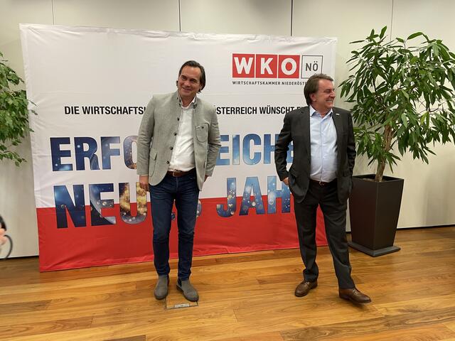 Obmann Christian Bauer und Präsident Wolfgang Ecker von der Wirtschaftskammer. | Foto: Victoria Edlinger
