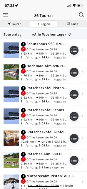 Unser App-Tipp der Woche "PistenTour" bietet ein großes Angebot mit allen wichtigen Infos rund um Pistentouren - als gute Alternative zu den Touren im freien Gelände. | Foto: Screenshot