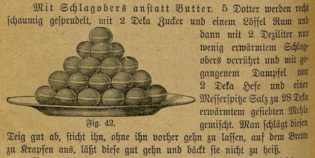 Krapfen aus "Die süddeutsche Küche" von 1907. | Foto: Katharina Prato/CC BY 4.0/Wienbibliothek
