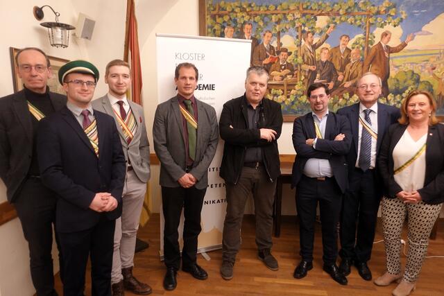 Martin Müller-Fembeck, Moritz Müller, GR Michael Müller-Fembeck, Obmann der Klosterneuburger Akademie Christian Rohringer, Vortragender Kurt Bauer, Richard Jasenek, Vorsitzender des EKV-Zirkels Herbert Maier, StR Maria Theresia Eder | Foto: zVg