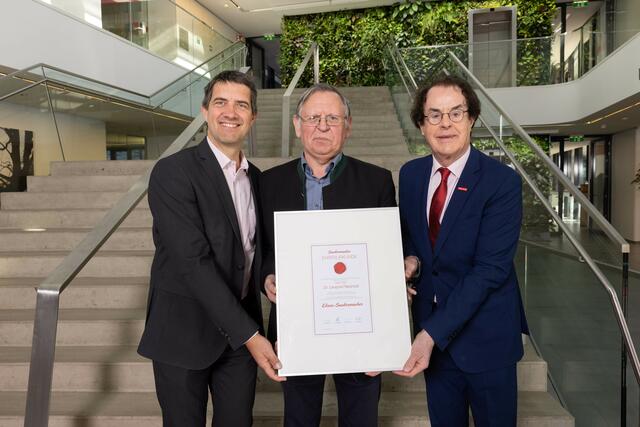 Saubermacher CEO Ralf Mittermayr, Ehren-Saubermacher Dr. Leopold Neuhold und Saubermacher-Gründer Hans Roth | Foto: Benjamin Gasser