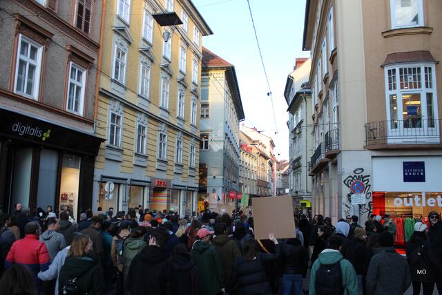 Demonstranten in Graz, 3. Februar 2024