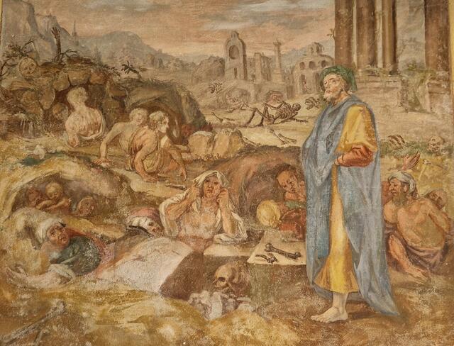 Vision des Ezechiel von der Auferstehung der Leiber im Vorraum der Pfarrkirche St. Andrä. | Foto: Stadtpfarre St. Andrä