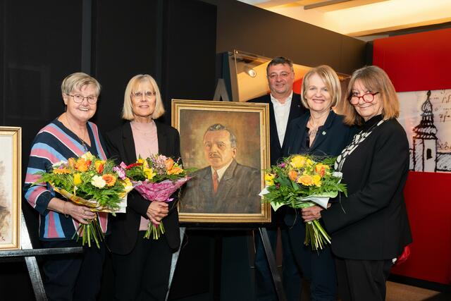 Gedenkveranstaltung im Brucker Stadtmuseum: Eva Scheriau, Karin Schmidlechner, (Bild von Koloman-Wallisch), Jörg Leichtfried, Bgm. Andrea Winkelmeier, Irmgard Kainz (Stadtmuseum Bruck) | Foto: SPÖ Bruck-Mürzzuschlag