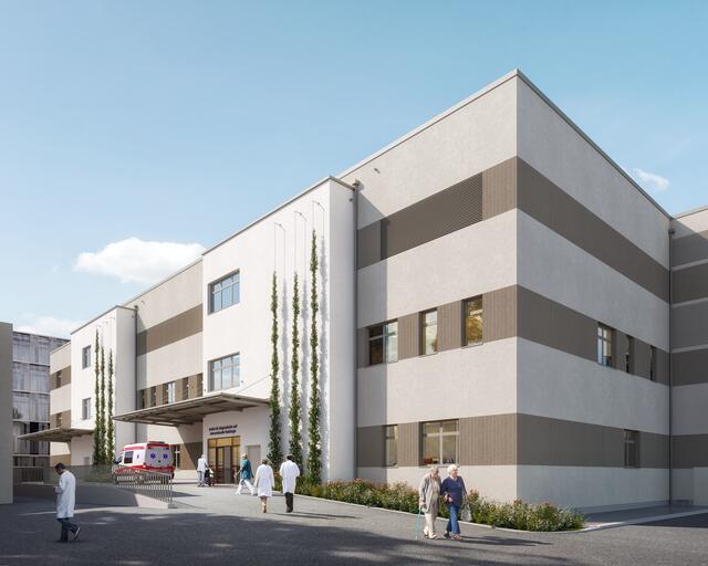 So soll das neue Gebäude in der Klinik Favoriten künftig aussehen. | Foto: expressiv.at 