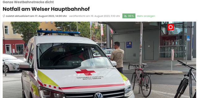 Der Notfall am Welser Bahnhof mit einem Toten ist mit Abstand der meistgelesene Artikel der Welser BezirksRundSchau. | Foto: BRS