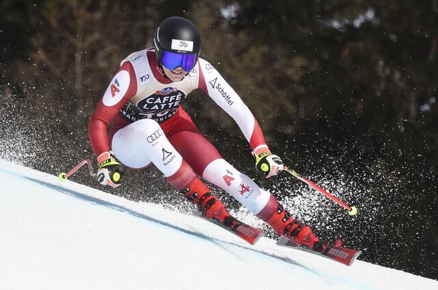 Anna Schilcher kam bei ihrer ersten Weltcup-Abfahrt in Crans Montana nicht sehr weit. | Foto: GEPA-Pictures