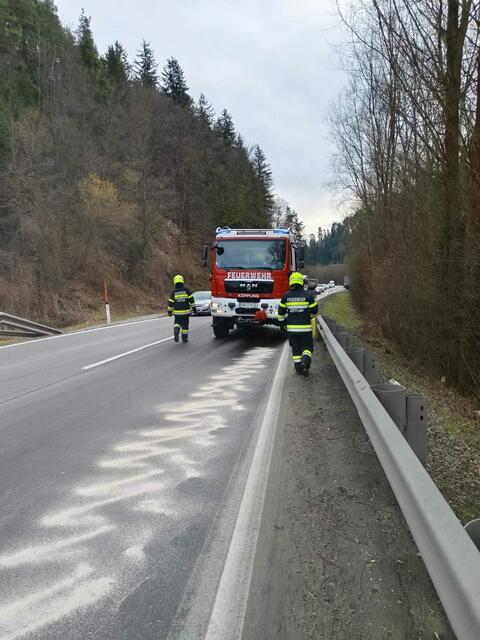Drei Feuerwehren waren auf der B70 im Einsatz. | Foto: FF Köppling