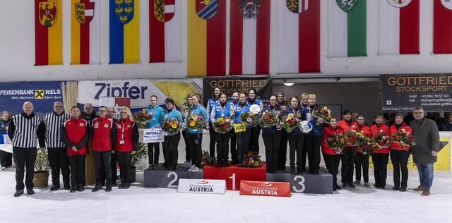 Siegermannschaften der 56. Damen Staatsmeisterschaft im Eisstocksport 2024 | Foto: Fabian Bleier (BÖE)