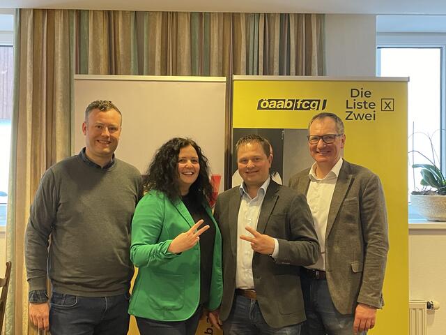 Hannes Humer, ÖAAB-Bezirksobmann Grieskirchen, "Die Zwei": Cornelia Pöttinger und Franz Lumetsberger, Leopold Hofinger, Spitzenkandidat aus dem Bezirk Grieskirchen. | Foto: BRS
