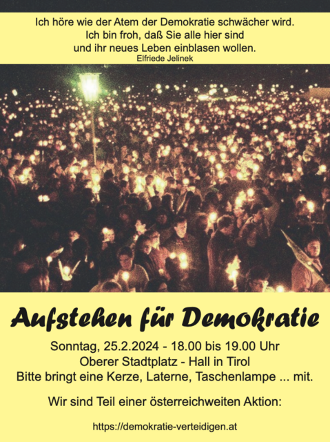 In der Stadt Hall findet die Demo am Oberen Stadtplatz von 18.00 bis 19.00 Uhr statt.  | Foto: privat