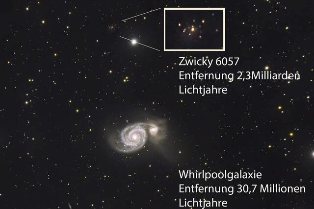 Der Galaxienhaufen Zwicky in der Nähe der Whirlpoolgalaxie | Foto: Günter Kleinschuster