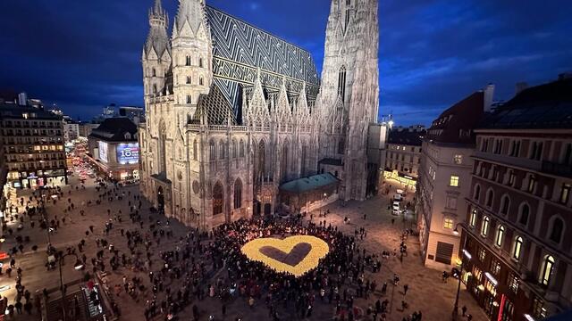 Rund 5.000 Kerzen wurden bei der Aktion am Stephansplatz entzündet.  | Foto: Caritas Wien/Facebook