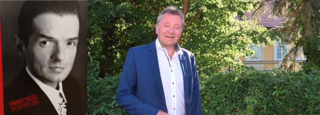 Bgm. Martin Falk, im Hintergrund die Falco-Villa | Foto: Schwameis