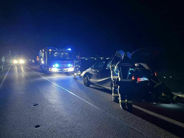 Der Lenker blieb bei dem Wildunfall unverletzt. | Foto: Freiwillige Feuerwehr Müllendorf