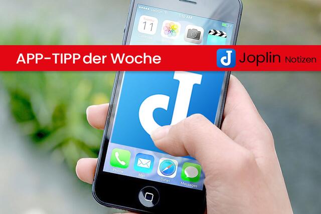 Unser App-Tipp der Woche Joplin ist eine Notiz und To-Do-Listen-App fürs Smartphone. Joplin bietet zahlreiche Funktionen für die Erstellung von Notizen und Listen. | Foto: BezirksBlätter Tirol / Logo: Laurent Cozic
